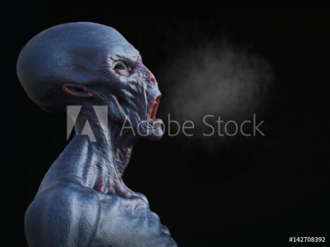 Bild på 3D rendering of an alien creature screaming